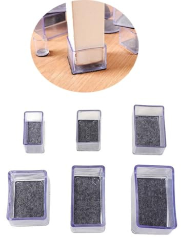 Blausky Lot de 10 capuchons de protection en silicone transparent avec feutre - Résistants à l'usure - Pour pieds de chaise - Rectangulaires - 15 x 30 mm