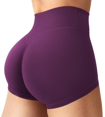 ZAAYO Sportshorts dam 6,5 cm No Front söm osynlig scrunch träning gym shorts hög midja push-up yoga shorts biker löpning korta byxor