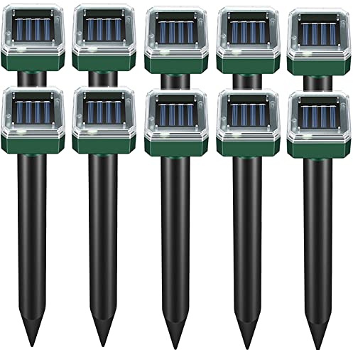 Mole Repellent 10Pack Solar-Powered Snake Repellent Outdoor, Gopher Repellent for Lawn Garden Yard, Mole and Vole Repeller Waterproof, Effectively Repels Gophers Snake