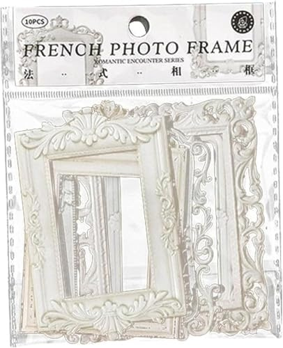 10 Pcs White Vintage Hollow Paper Frames, Small Thin Decorative Lace Cutouts Scrapbook Window for Junk Journal Crafts Paper Arts