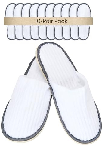 Defresit 10 Pairs Hotel Spa Slippers Closed Toe, Disposable Coral Velvet Travel Slippers for Guests, Non-Slip Spa Slipperss with Thick 9mm Soles for Spa, Parties, Swimming Pools