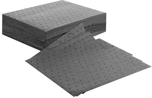 WeeGoo 50 PCS Oil Absorbent Mat, 25×33 cm, Grey Water Soak up Mat | Disposable, Universal Water Spill Pads, for Home Garage Boat