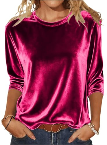 Générique Pull Élégant pour Femme Couleur Unie Velours Manches Longues Col Bateau T-Shirt À La Mode