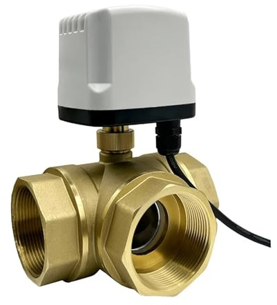 Ryettisk Vanne à Bille motorisée en Laiton DN50 à 3 Voies, 220 V, 12 V, 24 V, 3 Fils, 2 Commandes, Type T/L (L Type_12VDC)(L Type_220VAC/2)