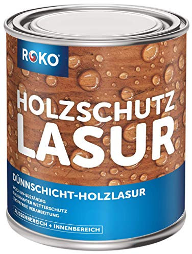 ROKO Holzlasur - Grün - 0,75 Liter Lasur - 3in1 Seidenmatt - Premium Holzschutzlasur für Innen und Außen - Dauerhafter Wetter- und UV-Schutz