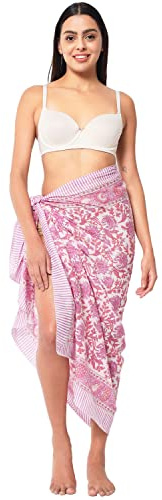 parihan Cotton Block Print long Beach Pareo Sarong Swimsuit Cover Ups Women Wrap