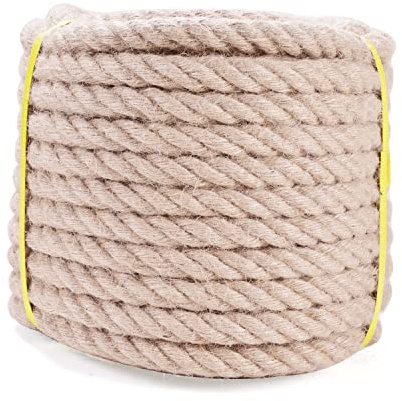 Jute Rope - Twisted Manila Natural Thick Hemp Rope Multipurpose for Indoor and Outdoor Use, for Docks, Railings, DIY Projects, Home Decorating, Climbing (1/2 inch x 100 Feet)