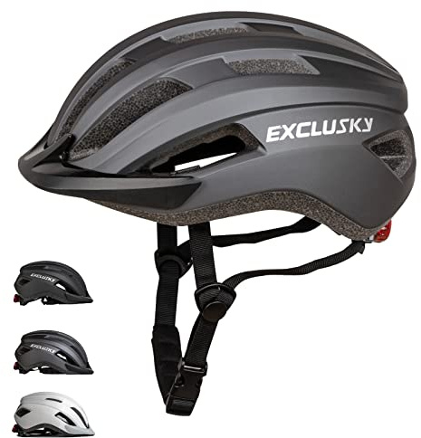 Exclusky Casco Bicicleta Adulto MTB Casco Bicicleta Mujer Casco MTB Hombre con Luz Casco Ciclismo Hombre Cascos Bicicleta Montaña Casco Bici Mujer Cascos Bicicleta Carretera Ajustable (56-61CM)