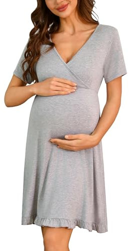 Bresdk Stillnachthemd Damen Nachthemd mit Stillfunktion Umstandskleid Umstandskleidung Nachthemden für Schwangere