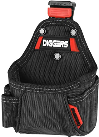 Diggers Tools - Maßband Werkzeugtasche - [ Profi Quick Klik System ] Flexibel Kombinierbare Werkzeugtasche Gürtel - Hochwertige Gürteltasche Werkzeug für Elektriker, Dachdecker & Zimmerer