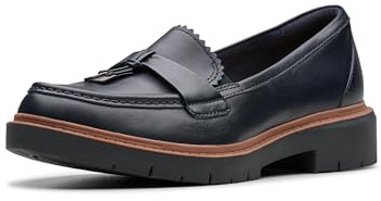 Clarks Mocassins Westlynn Bella pour Femme, Cuir Bleu Marine, 42 EU