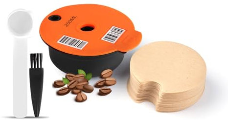 Tas simo Reusable Pods with Paper Filters,Reusable Coffee Capsules Compatible with Tassim o Machines,Coffee Filters Refillable Coffee Pods with Readable Barcode (200ml)