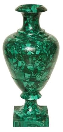Vaso da fiori in pietra di malachite da 35,5 cm, con cassa di fiori in marmo per decorazione di ristoranti