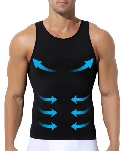 Mauro Kane Mens Compression Vest Slimming Body Shaper Seamless Tank Top | Sleeveless Slimming Undershirts, Conceals Men Boods, Tummy Control, Breathable, Body Shaper for Men, for Running Daily Wear