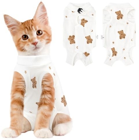 Coppthinktu Cat Recovery Suit Female, Breathable Cat Onesie After Surgery Female for Abdominal Wounds or Skin Diseases, Surgery Recovery Suit Kitten Surgical Onesie After Spay Wear Anti Licking