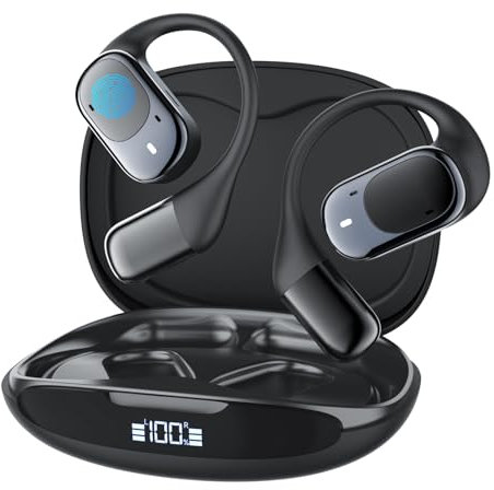 ANSTEN Auriculares Oreja Abierta,Auriculares Inalambaricos Bluetooth 5.3 Control Táctil,IPX6 Impermeable,30H Juego,Conduccion Osea Adecuado para Ejercicio,Trabajo