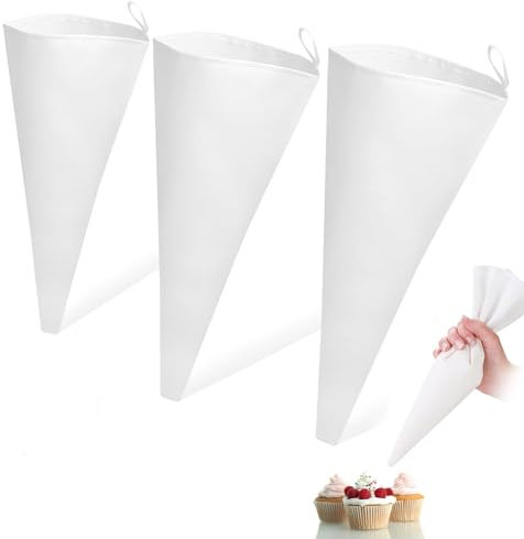 3 Stücke Profi Spritzbeutel,Profi Wiederverwendbares Silikon Spritzbeutel-Set,Spritzbeutel Kuchen Dekoration Taschen, Weiß Sahne Spritzbeutel Baumwolle,Für Kuchen,Cupcake-Dekoration (40/35/30 Cm )