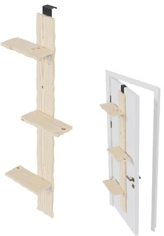 QLS Katzenleiter aus Kiefernholz Katzentreppe Türmontage 3 Stufen 180 cm DEKO