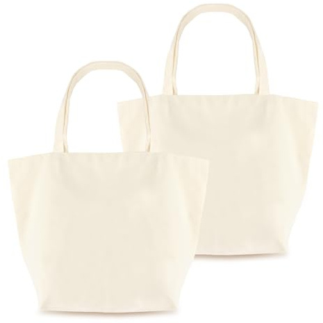 YiliYa 2 Pcs Vegan textil Bolsa, Bolsa De Yute, Bolsas para la Compra Sostenibles, Ecológicas y Reutilizables con Asas Cortas, Bolsas De Tela Para Pintar, Beige, 35 x 45cm