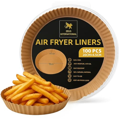 Air Fryer Disposable Liners - 100 pcs | Airfryer Liners Disposable, Kitchen Accessories and Compatible for Ninja Air Fryer Liners (Circle)
