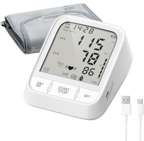 Tensiómetro electrónico con pantalla para uso doméstico, brazo, 2 * 99 posiciones de memoria, 2 modos de alimentación, manguito de ancho ajustable, gran pantalla LCD retroiluminada.