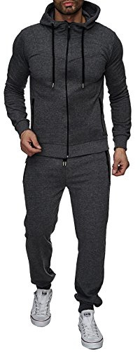 Reslad träningsoverall herr joggingdräkt för herr sportdräkt fritidsoverall joggingbyxor dragkedja sweatshirt topp RS-5063, GRÅ, L