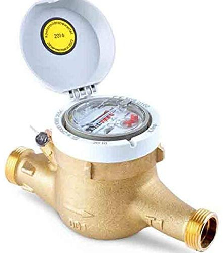 CONTADOR DE AGUA 50mm de chorro múltiple AGUA FRIA. Certificado MID Europeo, permite el uso con agua potable. Contador de LATON entrada y salida 2 1/2 macho. Caudal máximo 25 m3/h
