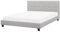 Beliani Polsterbett hellgrau Leinenoptik Knopfbezug Lattenrost 180 x 200 cm La Rochelle