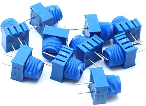 Sscon 10Pcs 1K Breadboard Trim Potentiometer with Knob 3386MP-102 (1K)(Blue)
