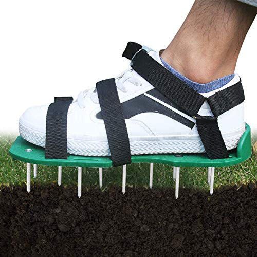 Hilif Lawn Aerator Shoes Lawn Aerating Shoes Lawn Aerator Sandals Lawn Aerator Scarifier Lawn Scarifier Lawn Aerator Spike Lawn Aeration Shoes with 3 Straps