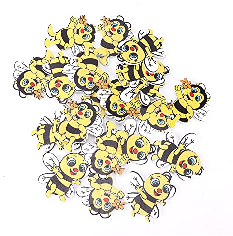 Hapivida Botones de Madera, Adorables Botones de Abeja de Dibujos Animados para Ropa Infantil, Kit de 40 Piezas, Madera Natural, Accesorios de Bricolaje para proyectos creativos y Manualidades
