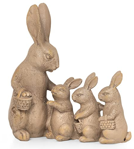 Moritz Statuetta decorativa a forma di coniglietto con bambini, pasquale, coniglio, coniglio, decorazione pasquale da giardino