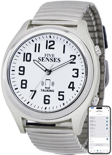 FIVE SENSES Smart Atomic Talking Watch with Voice Reminders and App Control for Seniors and Visually Impaired - A Gift for Blind Men and Women, Talking Watches for the Blind