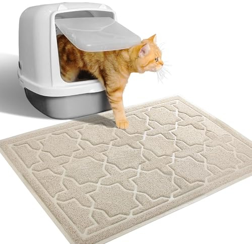 Yimobra Cat Litter Mat, Waterproof Litter Trapping Mat, 24x20, Beige