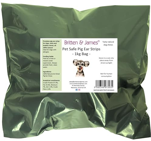 Pig Ear Strips for Dogs (1kg refill bag) by Britten and James