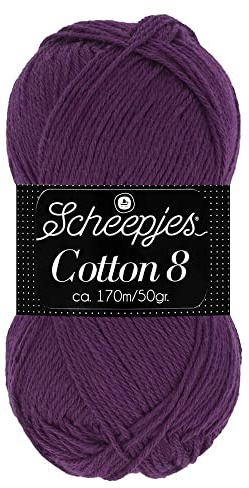 Scheepjes Cotton 8 Baumwollgarn lila | Häkelwolle reine Baumwolle zum Stricken und Häkeln | 100% Baumwolle | 50g ~170m für Nadelstärke 3 mm (721)