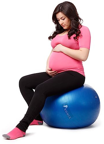 ROMIX Pregnancy Ball For Labour Stability, 55cm 65cm 75cm Anti Burst Birthing Ball for Pregnancy Maternity Labour, Birth and Recovery Plan, Fitness Swiss Gym Yoga Exercise Workout Therapy Home Office
