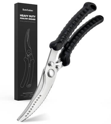 SimCoker Geflügelschere, Küchenschere Edelstahl, Haushaltsschere mit Rutschfestem Griff und Sicherheitsverschluss, Federmechanismus,Geflügelschere für Huhn,Fleisch,Gemüse,Fisch, Spülmaschinenfest