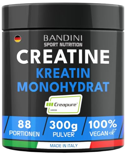 Bandini® Creatina CREAPURE® Monoidrata in Polvere Pura - Integratore per Allenamento, Sport, Palestra e Pre Workout - Include Dosatore - 100% Vegan - A base di Creatine Monoidrato per ATP e recupero