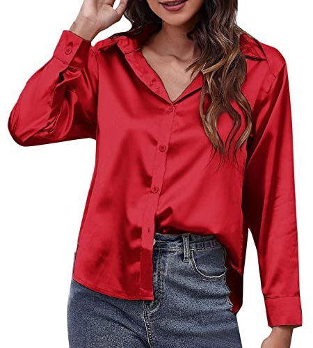 Oferta de Primavera Camiseta Mujer Cuello Pico Camisetas De Verano Mujer Camisas Mujer Manga Larga Casual Camisetas De Manga Larga para Mujer Regalo día de la Madre Original