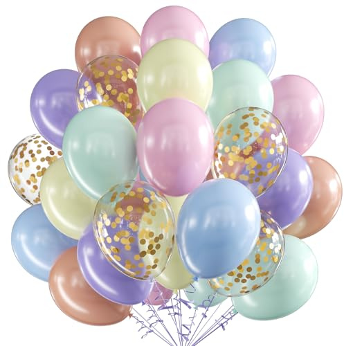 Globos Macarron, 60 Piezas Globos de cumpleaños, Globos Látex Macarron, Globos Fiesta, 12 Pulgadas Globos Metalizados Látex Globo para Cumpleaños Boda Baby Shower Bautizo Decoración de Fiesta