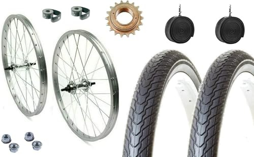 Ruota Posteriore Completa 28” x 1.75 con Cerchio, Copertone, Camera d’Aria e Ruota Libera – City Bike/Passeggio in Alluminio/Acciaio – Kit Completo con Dadi e Flap Inclusi