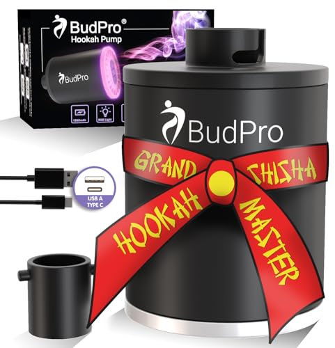 Mini Hookah Pump Electric Starter Kit w LED Light Rechargeable Hookah Air Pump - Portable Charcoal Mini Starter Set Dive Air Compressor