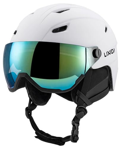 Lixada Skihelm mit Visier I Atmungsaktiver Skihelm für Herren & Damen I Größenverstellbar I Kopfumfang 55-61 cm I Ideal für Skifahren, Snowboarden & mehr