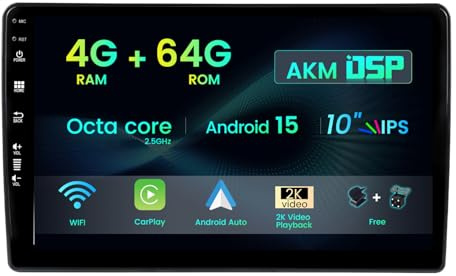MISONDA Android 2 Din 10-tums IPS-bilradio för Fiat 500L (2013-2019) med GPS Navi Bluetooth-stöd | DAB | USB | Carplay|Android Auto| WiFi | 4G| Mirror Link | RDS |SWC 4G+64G