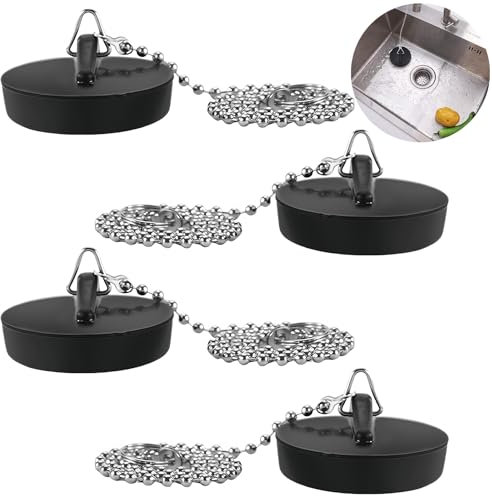 4 Pièces Bouchon Baignoire Bouchon Evier en Caoutchouc Bouchons de Vidange Universels Diamètre 45-42mm Bouchon Evier Cuisine pour Chaîne Bouchon Lavabo Convient pour Cuisine Salle de Bain
