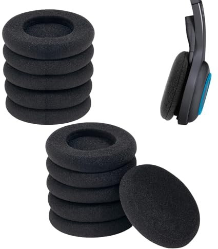 10 Pcs Headphone Earpads Cushion Cover: 50 mm Soft Foam Ear Cushions for Comfortable Listening - Headphone Pads Compatible with Sony Plantronics Most Headsets for Office Gaming Call Centers
