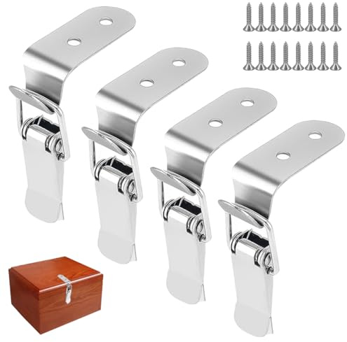 4 Pièces Loquet à Bascule à 90 Degrés, Fermeture à Bascule avec Vis, Loquet a Bascule en Acier Inoxydable, Verrouillage d'angle à 90 degrés, Fermeture a Levier pour Boîte à Outils, Armoire, Tiroir