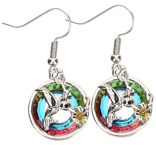 Healeved Boucles Oreilles Pendantes Oiseau-mouche pour Femme Boucles Oreilles Cristal Bijoux Élégants