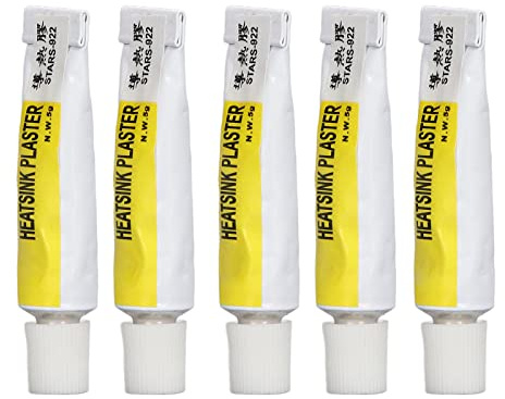 Yanmis Grasa de Silicona Térmica Aislada para Impresora 3D, Buena Pasta Térmica de Adhesión para CPU, 5 Tubos de Pasta Blanca, 25 G en Total, Adecuado para LED y Electrónica